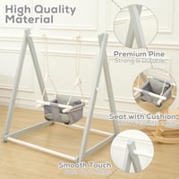Balansoar pliabil din lemn FUNLIO pentru copii de 6-36 luni, din lemn de pin durabil, cu 4 saci de nisip, pentru utilizare în interior și exterior - Gri 3