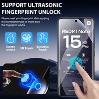 Funrae Ochranné tvrdené sklo na displej Xiaomi Redmi Note 15 Pro 4G 9H + ochranné sklo na fotoaparát, 0,33 mm, úplné pokrytie, 3D (1+sada) — 1-dielna sada 10
