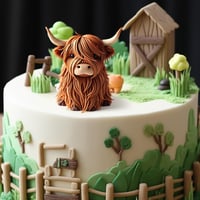 FUNSHOWCASE silikonski kalup za fondan, figurica škotskog goveda, dekoracija za torte i kolače, visina 7,7 cm 3