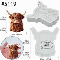 FUNSHOWCASE silikonski kalup za fondan, figurica škotskog goveda, dekoracija za torte i kolače, visina 7,7 cm 2