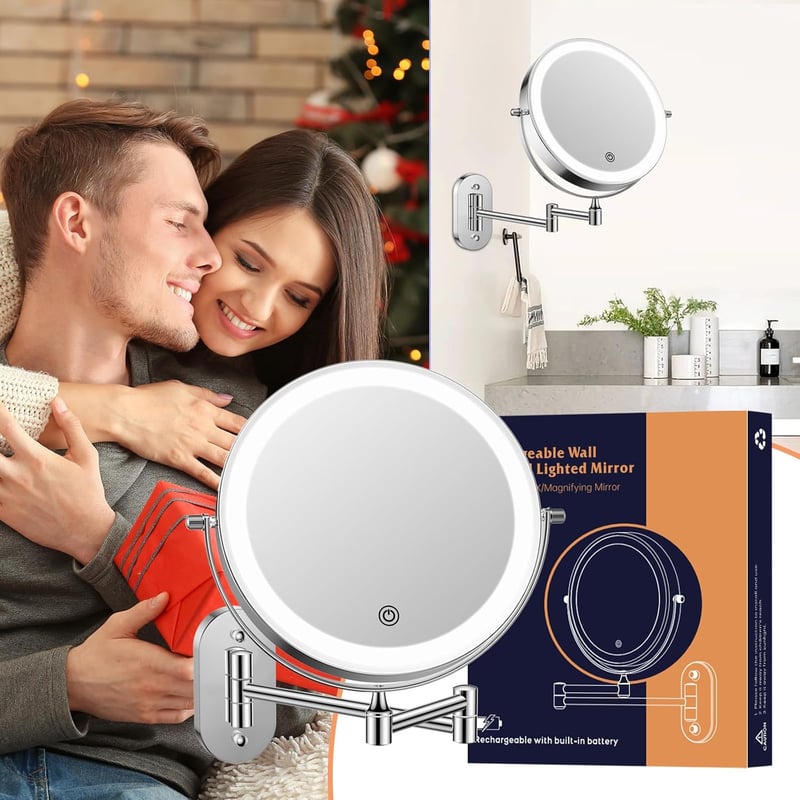 FUNTOUCH 20x nagyítós LED kozmetikai tükör, érintőképernyős, 360° forgatható, 3 színhőmérséklet