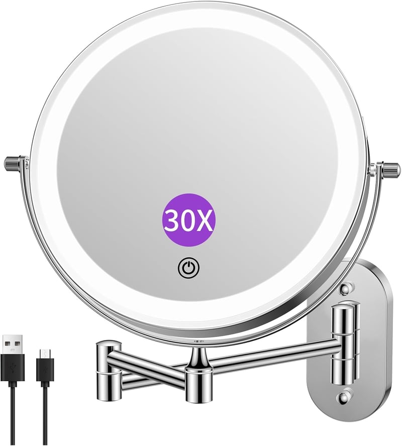 FUNTOUCH 20x nagyítós LED kozmetikai tükör, érintőképernyős, 360° forgatható, 3 színhőmérséklet