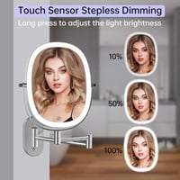 FUNTOUCH Falra szerelhető LED világítós kozmetikai tükör 1X/10X nagyítás 5