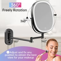 FUNTOUCH Tölthető Kozmetikai Tükör 1X/7X Nagyítás Dimmer Funkcióval Fekete 5
