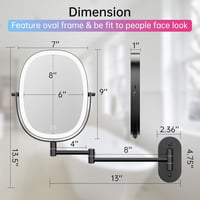 FUNTOUCH Tölthető Kozmetikai Tükör 1X/7X Nagyítás Dimmer Funkcióval Fekete 6