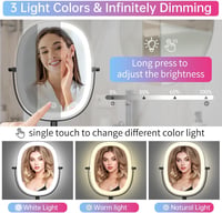 FUNTOUCH Tölthető Kozmetikai Tükör 1X/7X Nagyítás Dimmer Funkcióval Fekete 3