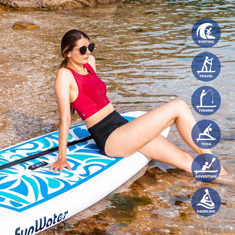 FunWater 10'6"-11'6" Felfújható SUP Deszka Kezdőknek, Család Barát