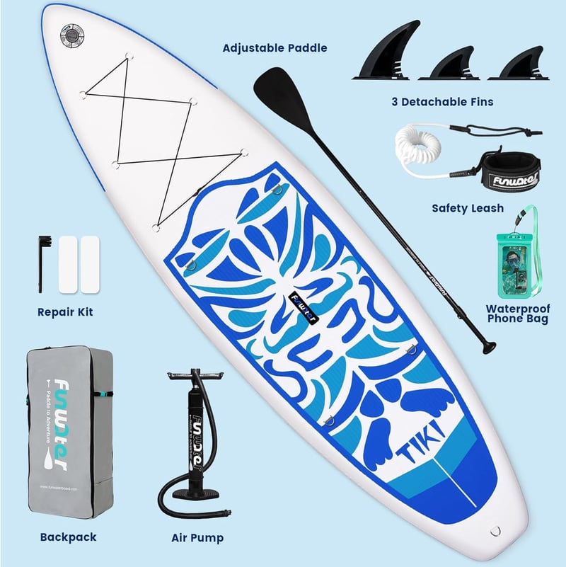 FunWater 10'6"-11'6" Felfújható SUP Deszka Kezdőknek, Család Barát