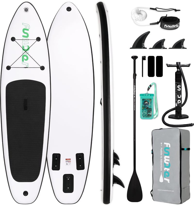 Nafukovací paddleboard SUP set FunWater s pádlom a pumpou, protišmyková EVA paluba, pre dospelých a začiatočníkov, ultraľahký