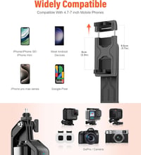 Funxee Szelfi Bot Állvány 180 cm - Okostelefon Tripod LED Világítással, Vezeték Nélküli Távirányítóval, 360° Forgatható, iPhone és Android K 7
