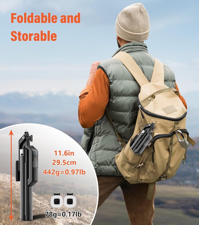 Funxee Szelfi Bot Állvány 180 cm - Okostelefon Tripod LED Világítással, Vezeték Nélküli Távirányítóval, 360° Forgatható, iPhone és Android K