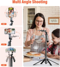 Funxee Szelfi Bot Állvány 180 cm - Okostelefon Tripod LED Világítással, Vezeték Nélküli Távirányítóval, 360° Forgatható, iPhone és Android K 5