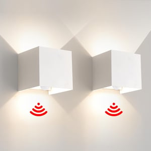 FUPE 2db Mozgásérzékelős LED Fali Lámpa Kültéri Beltéri IP65 Vízálló 12W 4000K - 12W, White-4000k-with Sensor