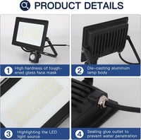 FUPE 50W LED reflektor mozgásérzékelővel kültérre 5000 lm 6500K hideg fehér IP65 fekete alumínium 3 üzemmód fényérzékelővel 6
