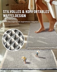 Set 2 covorașe de baie mari Furicher, stil boem, gri, antiderapante, lavabile, 51x120 cm și 41x61 cm, potrivite și pentru living sau dormitor 3