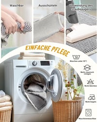 Set 2 covorașe de baie mari Furicher, stil boem, gri, antiderapante, lavabile, 51x120 cm și 41x61 cm, potrivite și pentru living sau dormitor 6