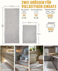 Set 2 covorașe de baie mari Furicher, stil boem, gri, antiderapante, lavabile, 51x120 cm și 41x61 cm, potrivite și pentru living sau dormitor 2