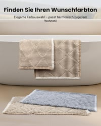 Set covorașe de baie Furicher Boho cu model rombic, 2 piese, antiderapante, lavabile, gri, 51 x 120 cm și 46 x 77 cm 7