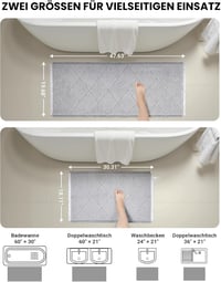Set covorașe de baie Furicher Boho cu model rombic, 2 piese, antiderapante, lavabile, gri, 51 x 120 cm și 46 x 77 cm 4