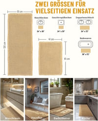 Covoraș de baie Furicher, set din 2 piese, antiderapant, stil Boho, lavabil, 51x120cm și 41x61cm, pentru living sau dormitor 2