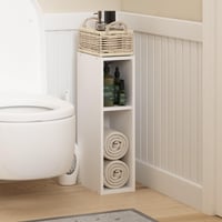 Bibliotecă îngustă cu 2 rafturi Furinno Fulda, 23,5 x 15,9 x 54,5 cm, 15 cm lățime, alb, pentru sufragerie, dormitor și birou 2