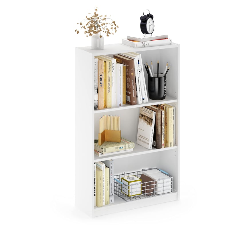 Furinno Jaya 3-policová knižnica s nastaviteľnými policami, 24,1 x 62,2 x 102,4 cm, biela, nábytok do obývačky a spálne