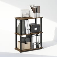 Raft pentru cărți și unitate de expunere multifuncțională compactă Furinno Turn-N-Tube cu 3 niveluri - Nuc Columbia/Negru 4