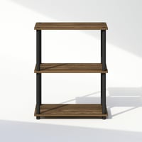 Raft pentru cărți și unitate de expunere multifuncțională compactă Furinno Turn-N-Tube cu 3 niveluri - Nuc Columbia/Negru 5