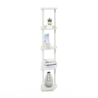 Raft de colț cu 5 niveluri Furinno Turn-N-Tube, design cu tuburi rotative, raft de depozitare alb pentru sufragerie sau birou 6