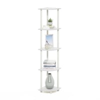 Raft de colț cu 5 niveluri Furinno Turn-N-Tube, design cu tuburi rotative, raft de depozitare alb pentru sufragerie sau birou 1