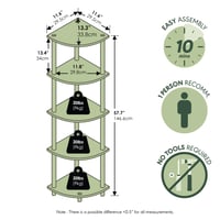 Raft de colț cu 5 niveluri Furinno Turn-N-Tube, design cu tuburi rotative, raft de depozitare alb pentru sufragerie sau birou 3
