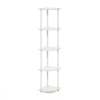 Raft de colț cu 5 niveluri Furinno Turn-N-Tube, design cu tuburi rotative, raft de depozitare alb pentru sufragerie sau birou 7