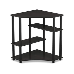 Furinno Turn-N-Tube kutni pisaći stol s policama, espresso/crna, 57,2x56x72,4 cm, dizajn koji štedi prostor