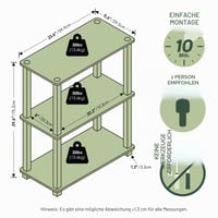 Raft de colț Furinno Turn-S-Tube cu 3 niveluri, fără unelte, culoarea cireș închis 3
