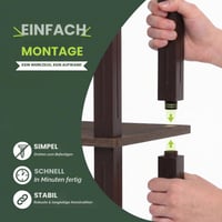 Stand TV Furinno Turn-S-Tube cu 3 niveluri și asamblare fără scule, culoare nuc/maro 5