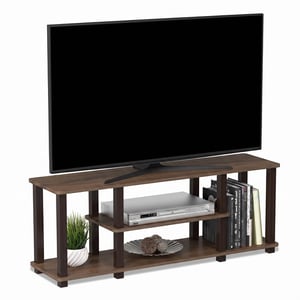 Furinno Turn-S-Tube 3 szintes TV állvány szerszám nélküli összeszereléssel, dió/barna színben