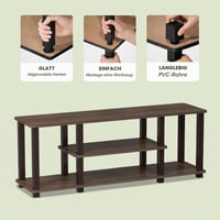 Stand TV Furinno Turn-S-Tube cu 3 niveluri și asamblare fără scule, culoare nuc/maro 6