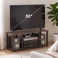 Stand TV Furinno Turn-S-Tube cu 3 niveluri și asamblare fără scule, culoare nuc/maro 2