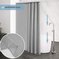 Perdea de duș Furlinic 180x180 cm Gri - Perdea textilă impermeabilă și lavabilă pentru baie, pentru cadă, cu 12 inele, rezistentă la mucegai 5