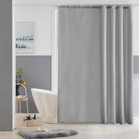 Perdea de duș Furlinic 180x180 cm Gri - Perdea textilă impermeabilă și lavabilă pentru baie, pentru cadă, cu 12 inele, rezistentă la mucegai 1