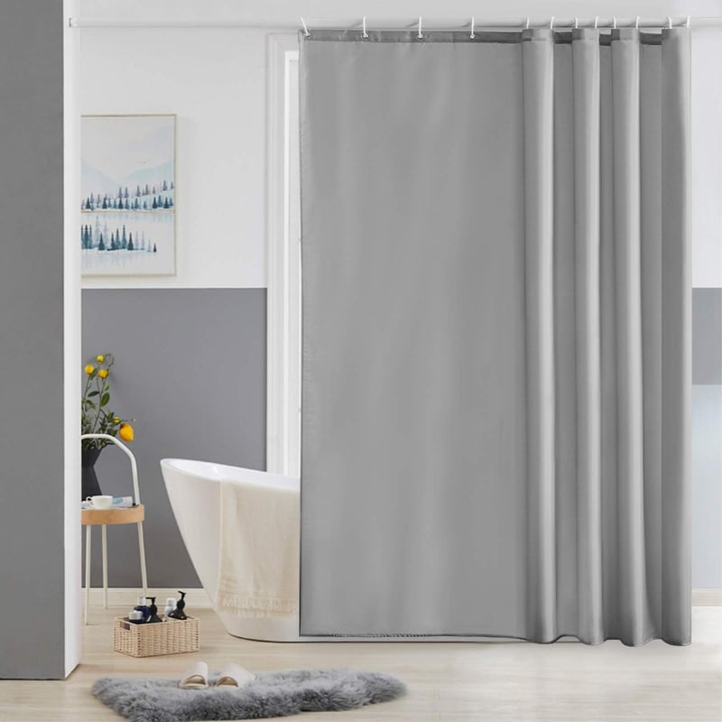 Perdea de duș Furlinic 180x180 cm Gri - Perdea textilă impermeabilă și lavabilă pentru baie, pentru cadă, cu 12 inele, rezistentă la mucegai