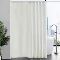 Furlinic Extra Hosszú Zuhanyfüggöny, Bézs Textil Fürdőfüggöny, Penészálló és Antibakteriális, Mosható, 12 Akasztóval, 200 x 240 cm 1