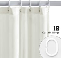 Furlinic Extra Hosszú Zuhanyfüggöny, Bézs Textil Fürdőfüggöny, Penészálló és Antibakteriális, Mosható, 12 Akasztóval, 200 x 240 cm 5
