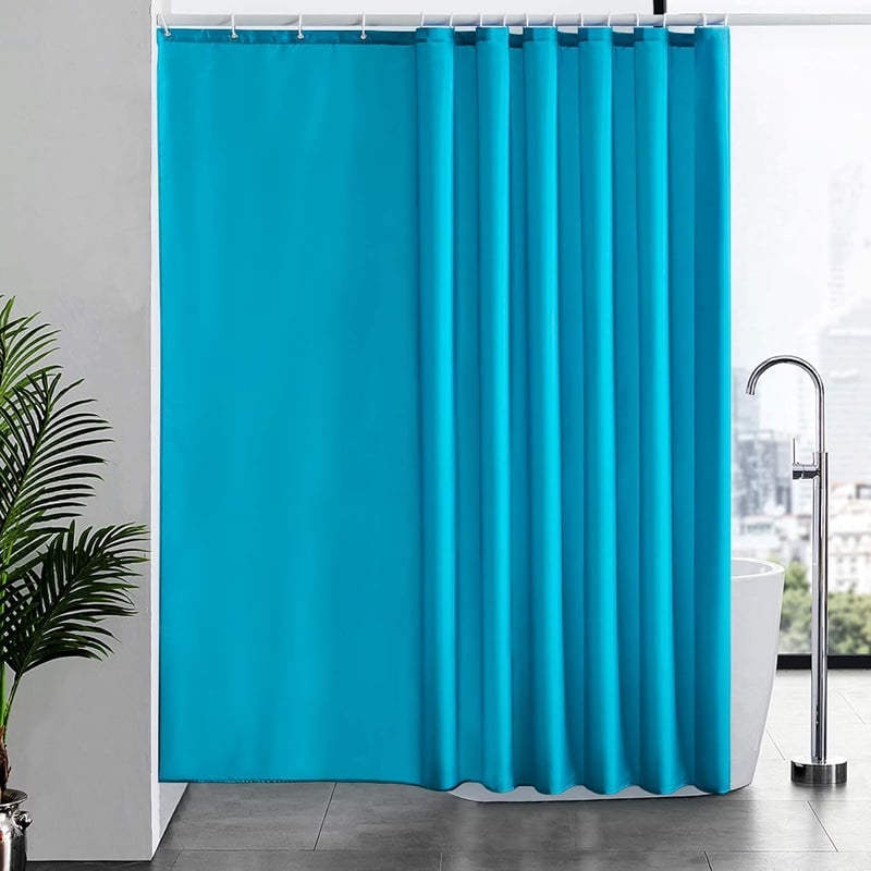 Furlinic Extra Hosszú Zuhanyfüggöny, Penészálló Textil Fürdőfüggöny, Vízlepergető, Antibakteriális, 240 x 180 cm, Türkiz, 16 Akasztóval