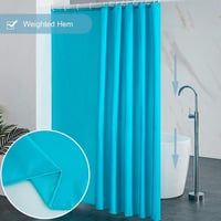 Furlinic Extra Hosszú Zuhanyfüggöny, Penészálló Textil Fürdőfüggöny, Vízlepergető, Antibakteriális, 240 x 180 cm, Türkiz, 16 Akasztóval 3