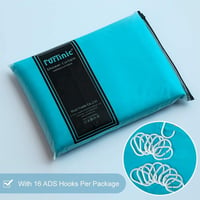 Furlinic Extra Hosszú Zuhanyfüggöny, Penészálló Textil Fürdőfüggöny, Vízlepergető, Antibakteriális, 240 x 180 cm, Türkiz, 16 Akasztóval 7