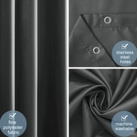 Furlinic Extra Hosszú Zuhanyfüggöny Sötétszürke - Penészálló, Antibakteriális, Mosható Textil Fürdőkádhoz 12 Fekete Rozsdamentes Karikával 2 4
