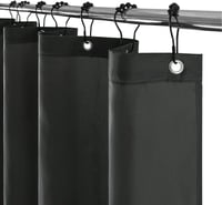 Furlinic Extra Hosszú Zuhanyfüggöny Sötétszürke - Penészálló, Antibakteriális, Mosható Textil Fürdőkádhoz 12 Fekete Rozsdamentes Karikával 2 2