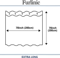 Furlinic Extra Hosszú Zuhanyfüggöny Sötétszürke - Penészálló, Antibakteriális, Mosható Textil Fürdőkádhoz 12 Fekete Rozsdamentes Karikával 2 6