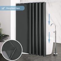 Furlinic Extra Hosszú Zuhanyfüggöny Sötétszürke - Penészálló, Antibakteriális, Mosható Textil Fürdőkádhoz 12 Fekete Rozsdamentes Karikával 2 5